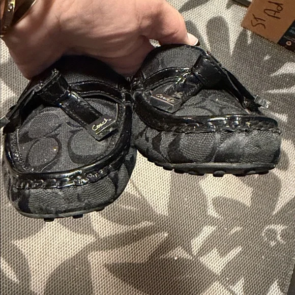 Coach Women's Black Signature patent trim Loafers - Picture 2 of 10